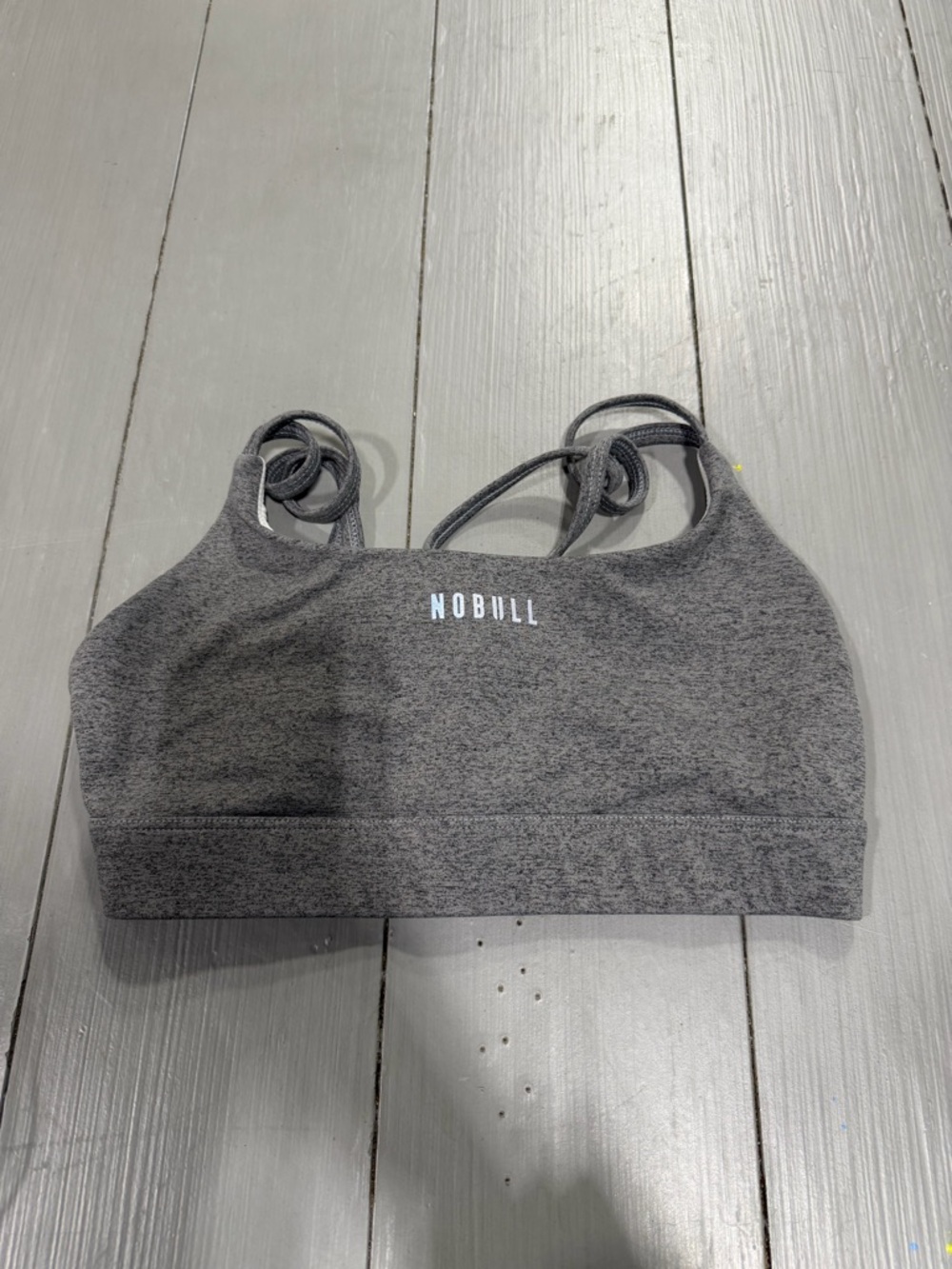 NOBULL Dark Heather Gray Strappy Sports Bra